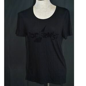 Cop.Copine Modernist Graphic Tee Black Short Sleeve Stretch Size Large